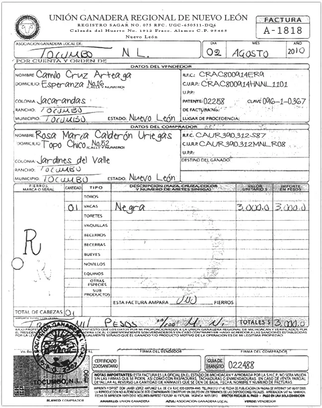 factura anterior ganaderos