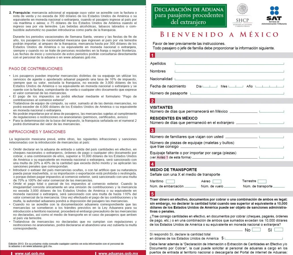 formato declaracion aduanas