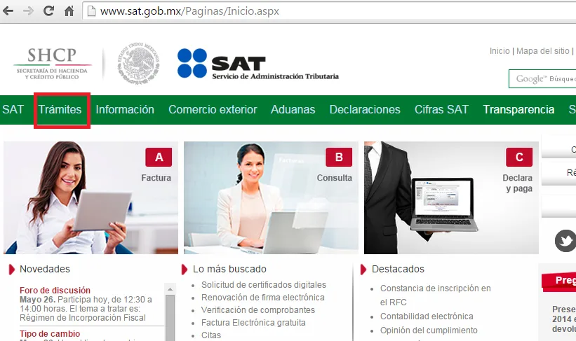 ingreso tramites avisos rfc